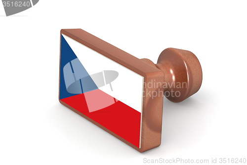 Image of Wooden stamp with Czech Republic flag