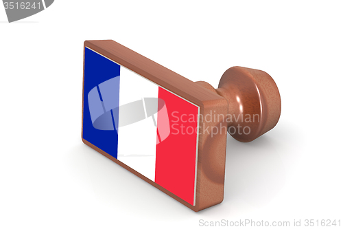 Image of Wooden stamp with France flag