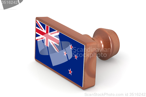 Image of Wooden stamp with New Zealand flag