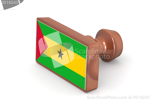 Image of Wooden stamp with Sao Tome and Principe flag