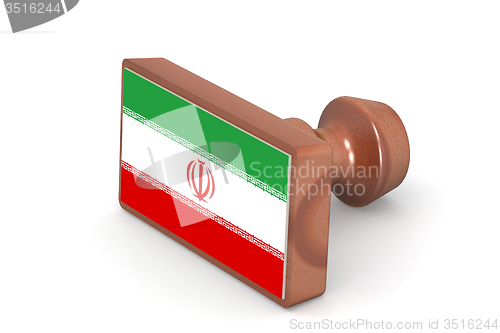 Image of Wooden stamp with Iran flag