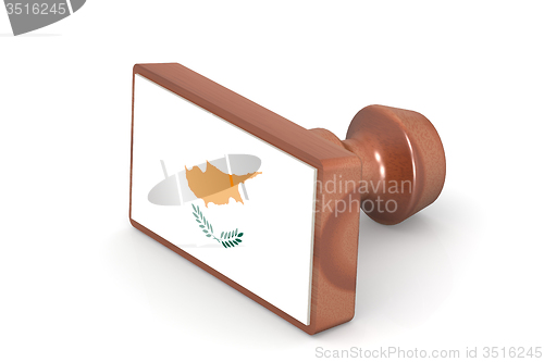 Image of Wooden stamp with Cyprus flag