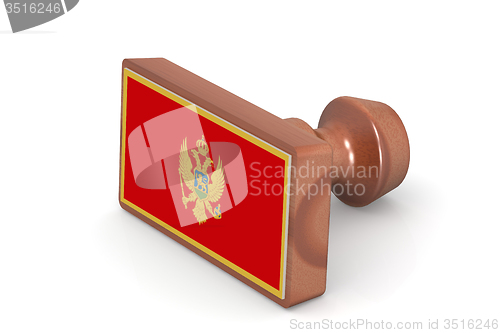 Image of Wooden stamp with Montenegro flag