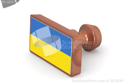 Image of Wooden stamp with Ukraine flag