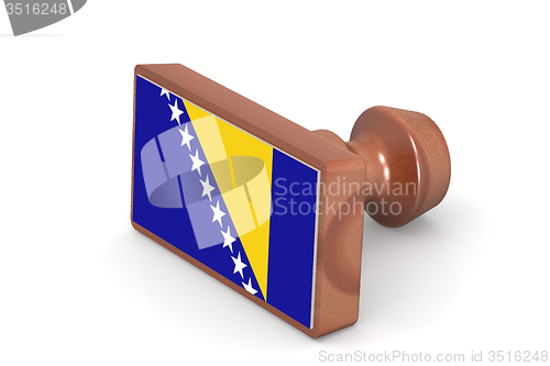 Image of Wooden stamp with Bosnia and Herzegovina flag