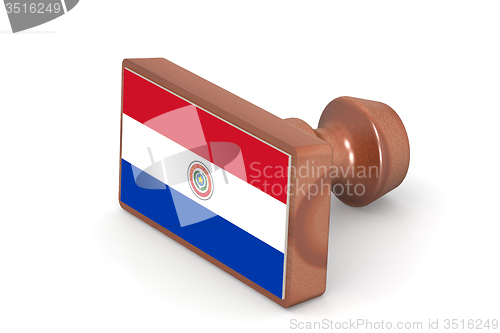 Image of Wooden stamp with Paraguay flag