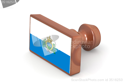 Image of Wooden stamp with San Marino flag