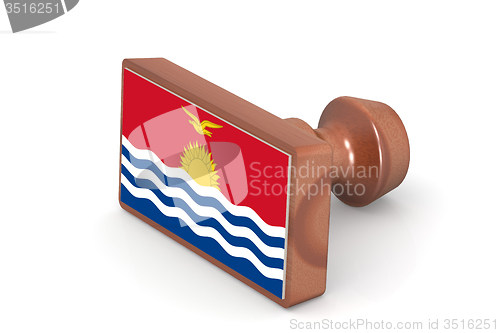 Image of Wooden stamp with Kiribati flag