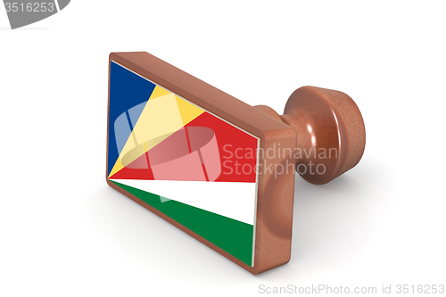 Image of Wooden stamp with Seychelles flag