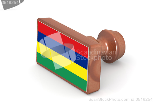 Image of Wooden stamp with Mauritius flag