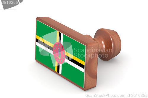 Image of Wooden stamp with Dominica flag