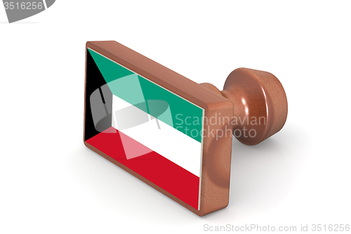 Image of Wooden stamp with Kuwait flag