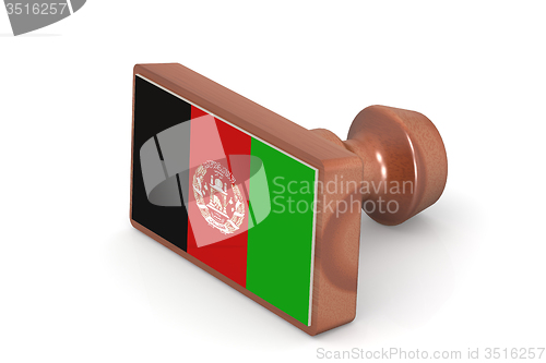 Image of Blank wooden stamp with Afghanistan flag