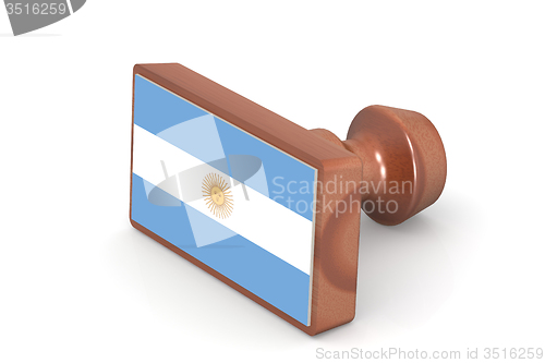 Image of Blank wooden stamp with Argentina flag