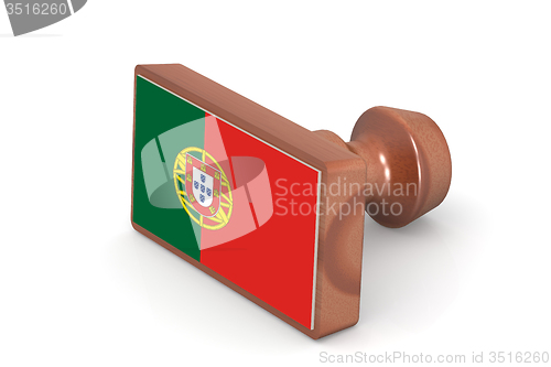 Image of Wooden stamp with Portugal flag