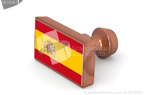 Image of Wooden stamp with Spain flag