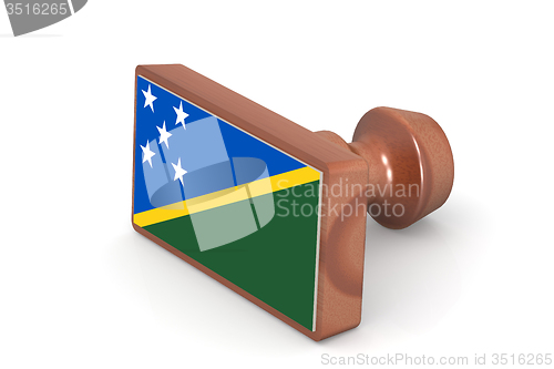 Image of Wooden stamp with Solomon Islands flag