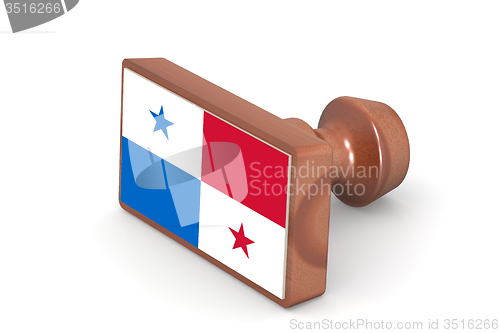 Image of Wooden stamp with Panama flag