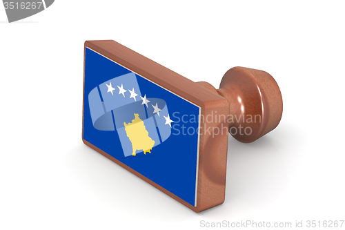 Image of Wooden stamp with Kosovo flag