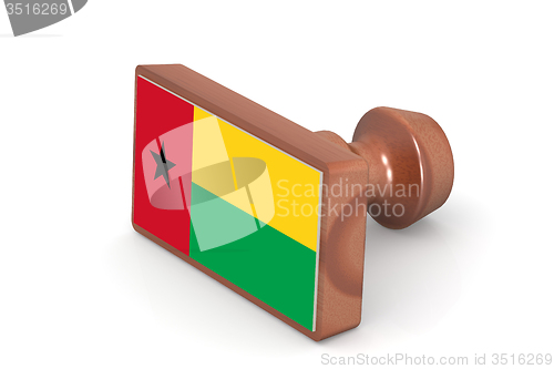 Image of Wooden stamp with Guinea Bissau flag