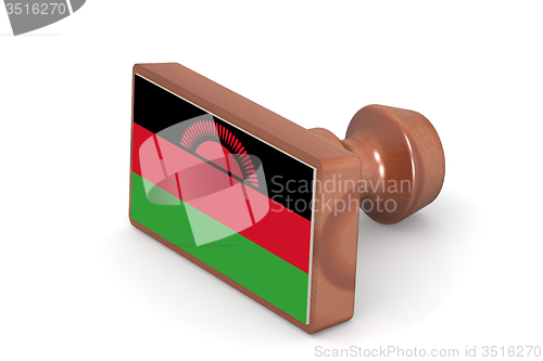 Image of Wooden stamp with Malawi flag