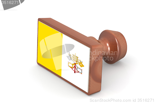 Image of Wooden stamp with Vatican City flag
