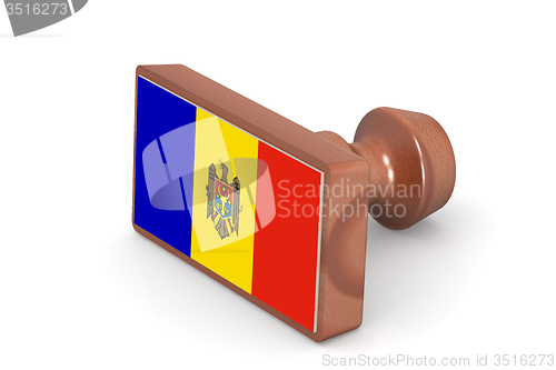 Image of Wooden stamp with Moldova flag