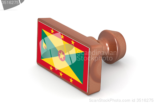 Image of Wooden stamp with Grenada flag