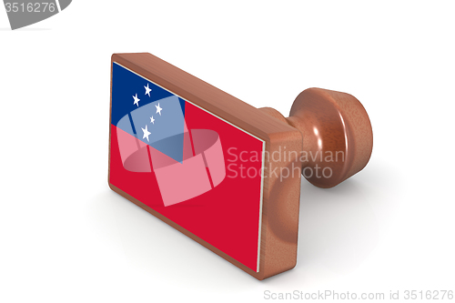 Image of Wooden stamp with Samoa flag