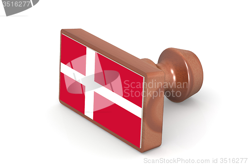 Image of Wooden stamp with Denmark flag