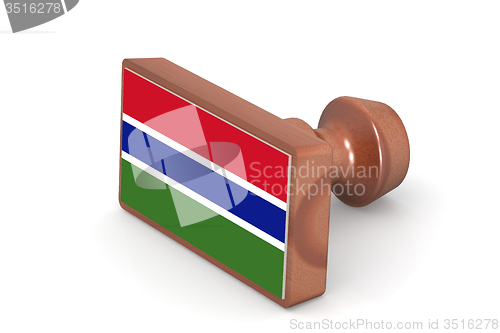 Image of Wooden stamp with Gambia flag