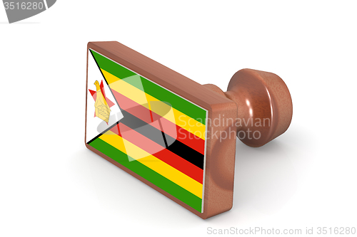 Image of Wooden stamp with Zimbabwe flag