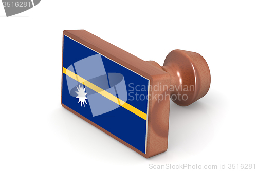 Image of Wooden stamp with Nauru flag
