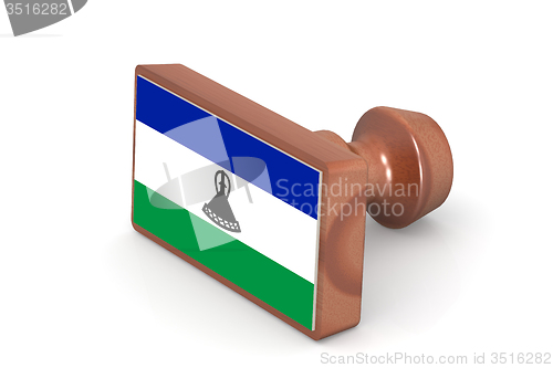 Image of Wooden stamp with Lesotho flag