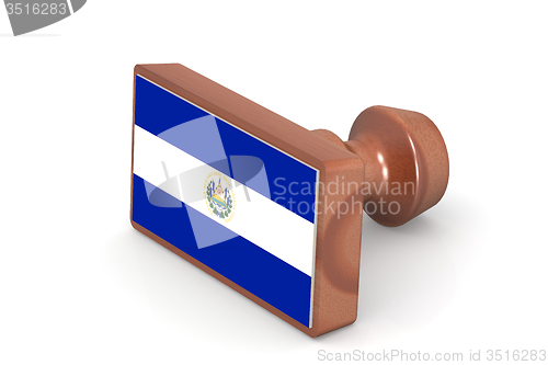 Image of Wooden stamp with El Salvador flag