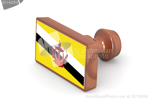 Image of Wooden stamp with Brunei flag