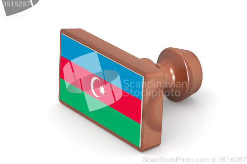 Image of Blank wooden stamp with Azerbaijan flag