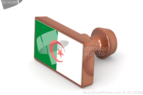 Image of Blank wooden stamp with Algeria flag