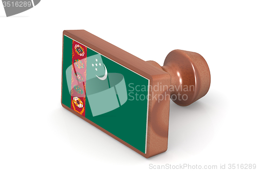 Image of Wooden stamp with Turkmenistan flag