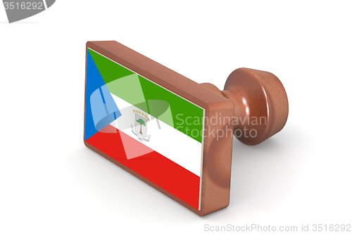 Image of Wooden stamp with Equatorial Guinea flag