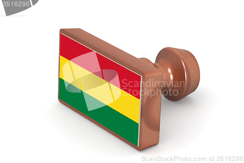 Image of Wooden stamp with Bolivia flag