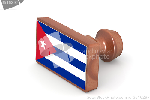 Image of Wooden stamp with Cuba flag