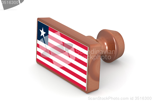 Image of Wooden stamp with Liberia flag