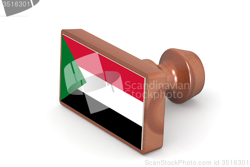 Image of Wooden stamp with Sudan flag