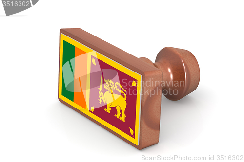 Image of Wooden stamp with Sri Lanka flag