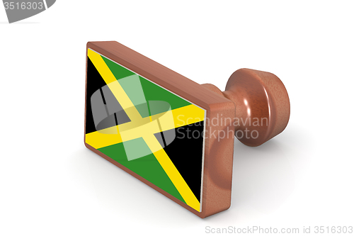 Image of Wooden stamp with Jamaica flag