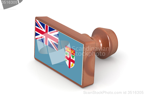 Image of Wooden stamp with Fiji flag