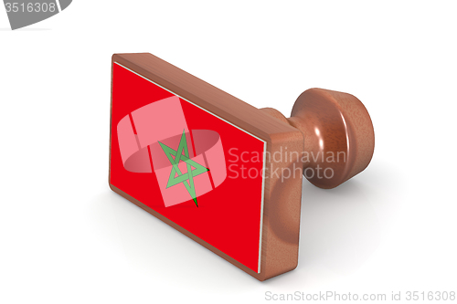 Image of Wooden stamp with Morocco flag