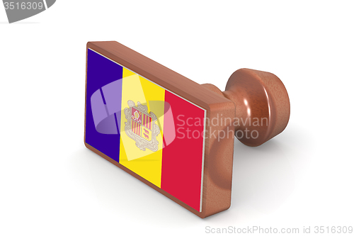 Image of Blank wooden stamp with Andorra flag