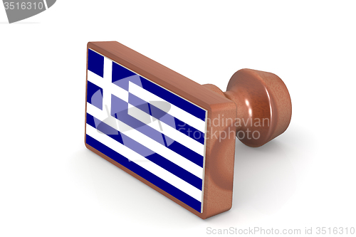 Image of Wooden stamp with Greece flag